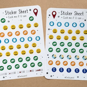 Sticker Geocache | Sticker bullet journal | Journal Stickers | Smiley | Watercolor geocaching