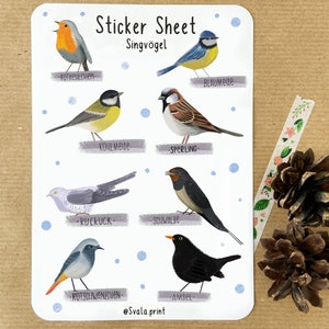 Sticker Singvögel | Aufkleber Bulletjournal | Journal Sticker | Sticker Natur & Vögel
