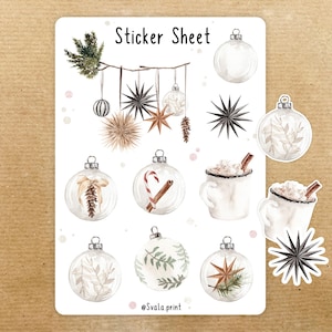 Sticker Weihnachtskugeln Boho | Christmas | Aufkleber Bulletjournal | Journal Sticker