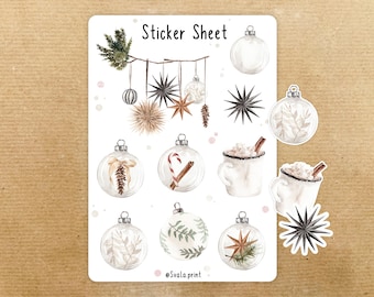 Boho Christmas Bauble Stickers | Christmas | Bullet Journal Stickers | Journal Stickers