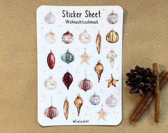 Boże Narodzenie | kulki | Ozdoby świąteczne | Naklejka | Naklejki Bullet Journal| Świąteczny bal | Naklejki planner do scrapbookingu, zima, wakacje