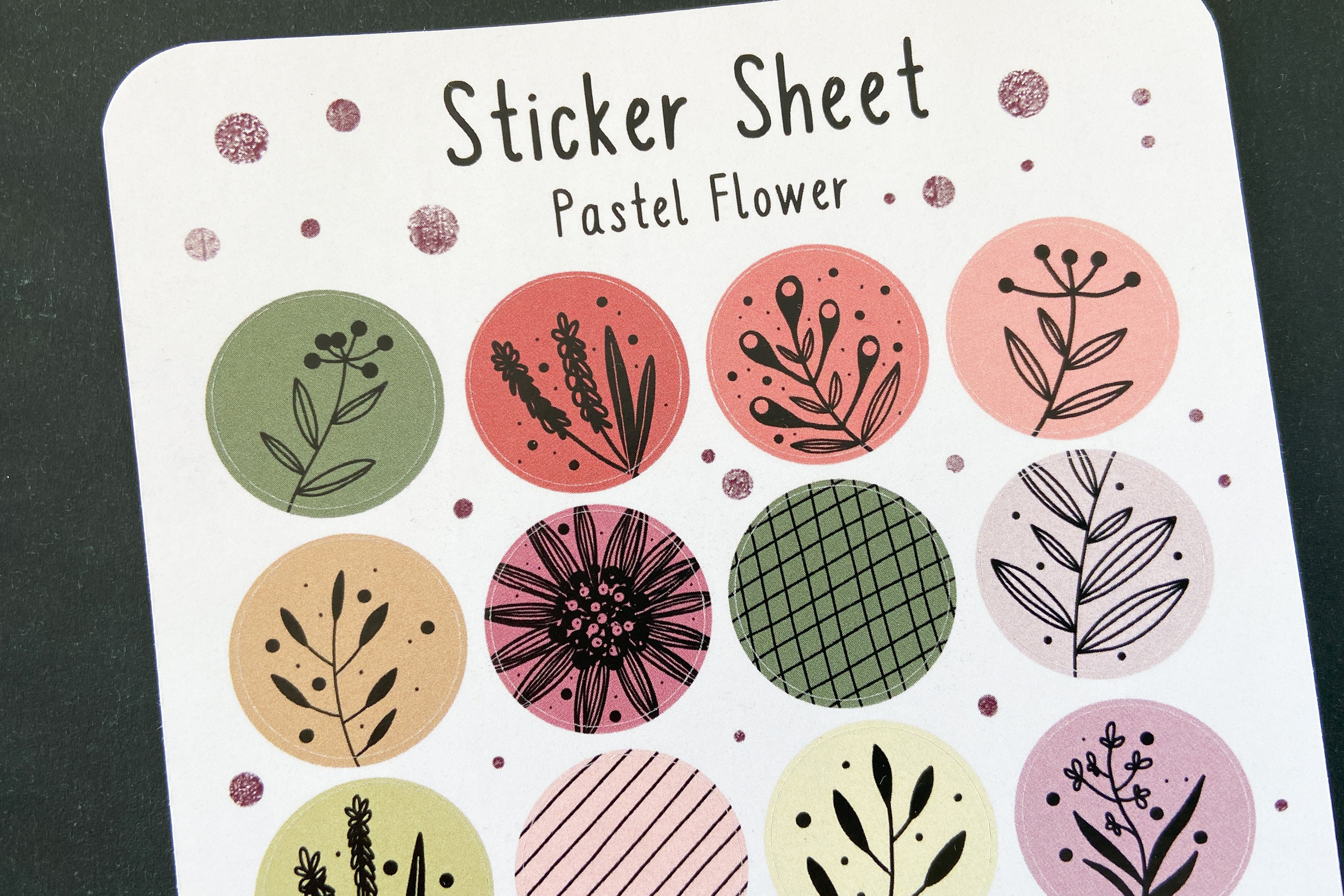 Flower Dots Boho Bullet Journal Sticker Journal Stickers Round