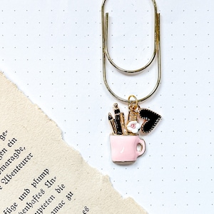 Clip per pianificatore | Graffetta | Portapenne con cuore | rosa | Graffetta per diario, pianificatore, giornale o bullet journal