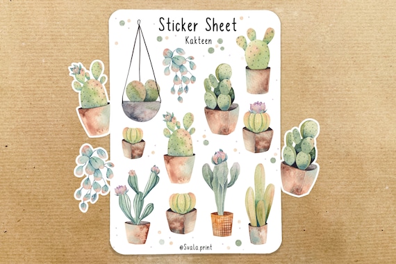 Sticker Kakteen | Aufkleber Bulletjournal | Journal Sticker | Watercolor
