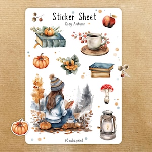 Adesivos aconchegantes de outono | Outono | Adesivos para Bullet Journal | Adesivos de diário | Estilo aquarela