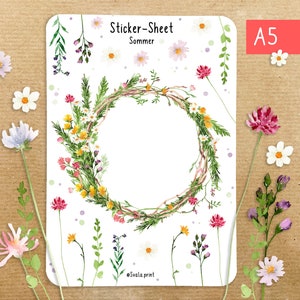 Sticker summer flowers | wreath | Meadow flowers | Journal | Bullet journal