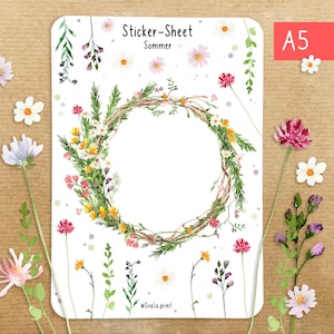 Sticker summer flowers | wreath | Meadow flowers | Journal | Bullet journal