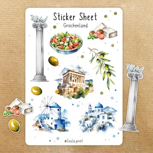 Sticker Griekenland V02 | Griekenland | Sticker bullet dagboek | Tijdschriftstickers | vakantie | Reisstickers