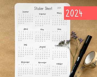 Sticker Kalender 2024 | Monate | Calendar of 2024 | Month | Bulletjournal