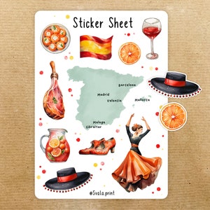 Sticker Spanje V02 | Flamenco | Sticker bullet dagboek | Tijdschriftstickers | vakantie | Reisstickers