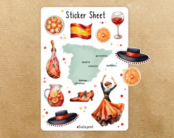 Spain Sticker V02 | Flamenco | Bullet Journal Stickers | Journal Stickers | Vacation | Travel Stickers