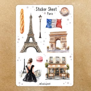 París | Pegatinas de viaje | Pegatinas de viaje para tus vacaciones | Pegatinas para bullet journal | Pegatinas para diario | Acuarela