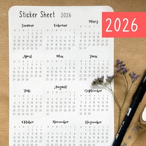 Calendario adesivo 2026 | mesi | Calendario del 2026 | Mese | Bullet journal