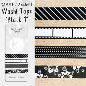 MONSTER | Patroon | Washi-tape | 1,5 cm x 50 cm | wit | zwart | Sticker | Bullet-dagboek | Tijdschriftstickers | Aquarelstickers
