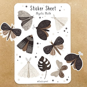Sticker Motten Boho | Aufkleber Bulletjournal | Journal Sticker | Watercolor