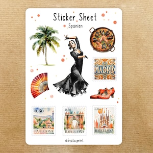 Sticker Spanje V04 | Flamenco | Sticker bullet dagboek | Tijdschriftstickers | vakantie | Reisstickers