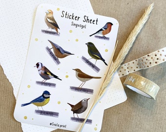 Songbird Stickers | Bullet Journal Stickers | Journal Stickers | Nature & Bird Stickers
