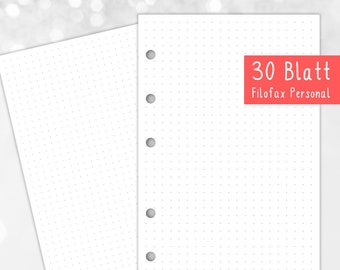 30 x Dotted Paper | Calendar Insert | suitable for A6 planner | Filofax etc.