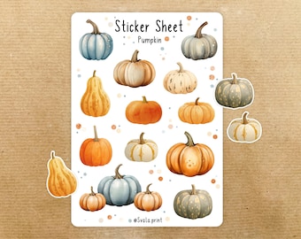 Autumnal pumpkins | Stickers | Autumn | Bullet journal stickers | Journal stickers | Watercolor style