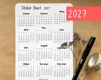 Sticker calendar 2027 | months | Calendar of 2027 | Month | Bullet journal