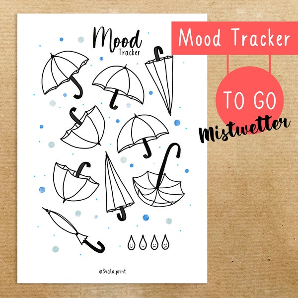 Mood Tracker Sticker | To Go Sticker | Regenschirm | Bulletjournal Sticker | Aufkleber