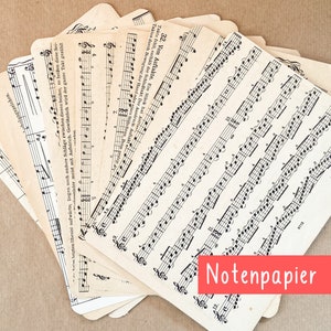 10 partituras antiguas | A5 | papel musical antiguo de los años 1910 | papel artesanal antiguo
