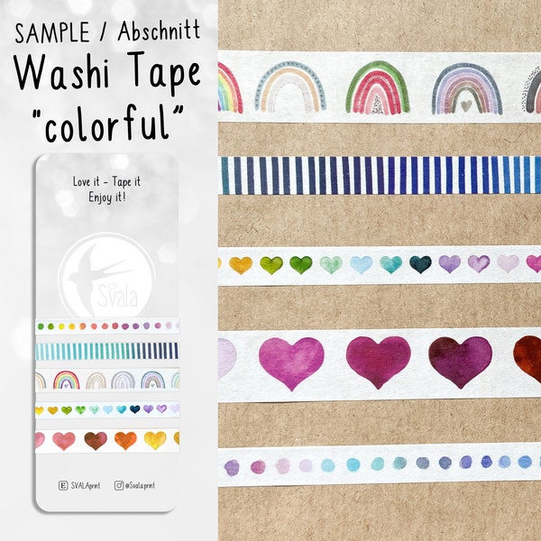 SAMPLE | Muster | Washi Tape | 1,5 cm x 50 cm | bunt | Aufkleber | Bulletjournal | Masking Tape