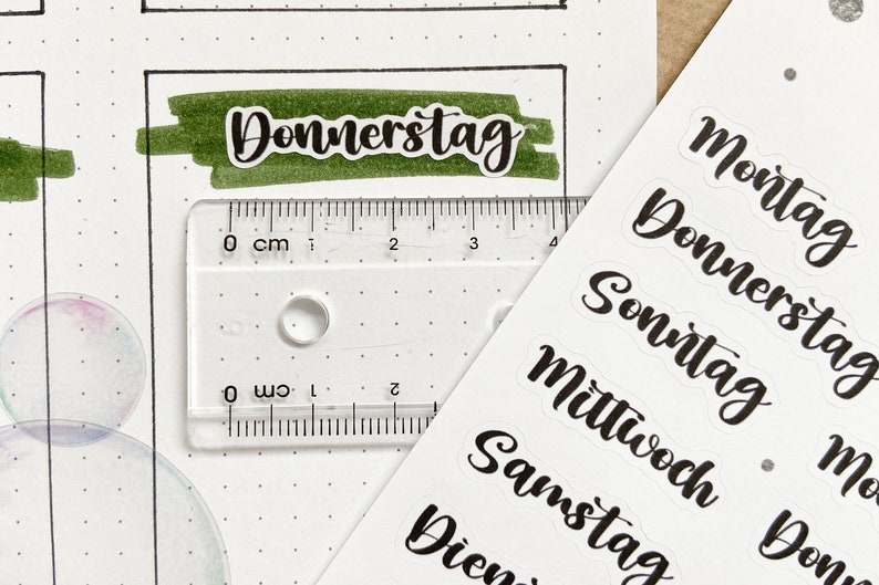 Sticker Wochentage | Aufkleber Bulletjournal | Journal Sticker | Tage ...
