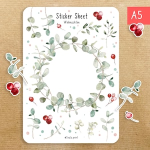 Sticker kerstkrans | Kerstmis | Maretak | Journaal | Bullet-dagboek | Stickers