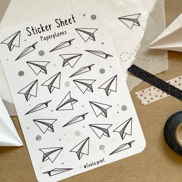 Sticker Papierflieger | Aufkleber Bulletjournal | Journal Sticker | Paperplanes