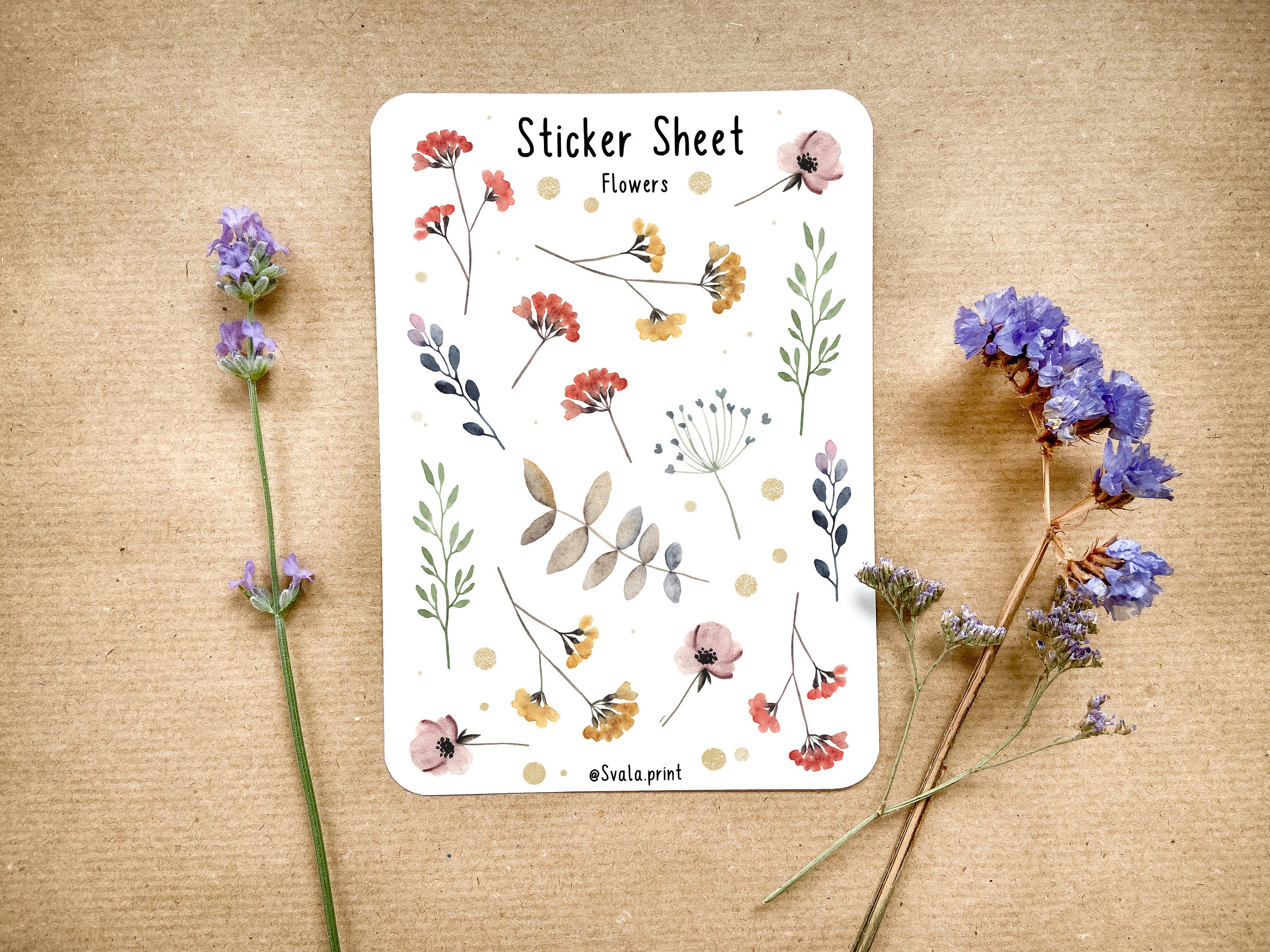 Flowers Blossoms Boho | Bullet Journal Stickers | Journal Stickers |  Flowers | Dried Flowers - Etsy, image size:3000x2250