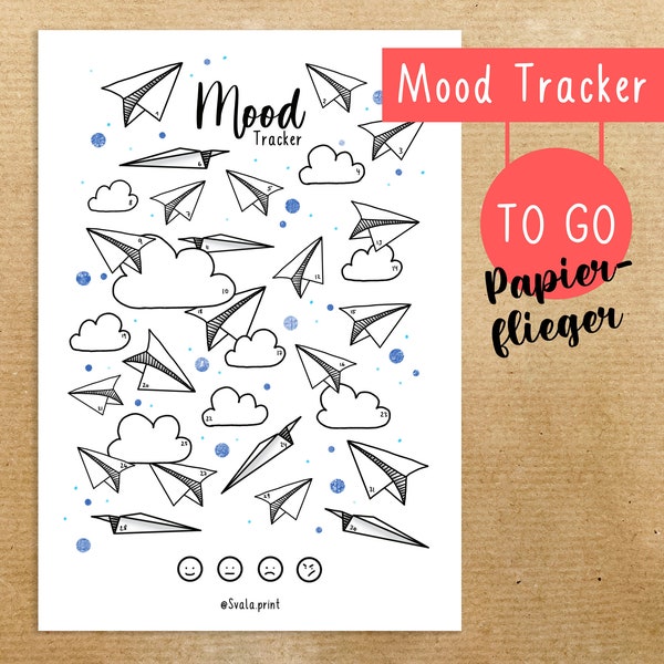 Mood Tracker Sticker | To Go Sticker | Papierflieger | Bulletjournal Sticker | Aufkleber