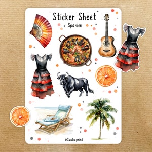 Sticker Spanje V03 | Flamenco | Sticker bullet dagboek | Tijdschriftstickers | vakantie | Reisstickers