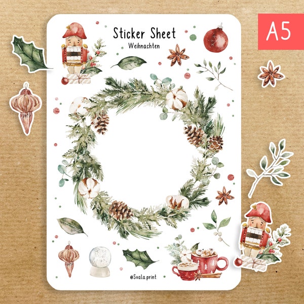 Sticker Christmas wreath | | Christmas | Mistletoe | Journal | Bullet journal | sticker