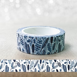 Washi-tape | bloemmotief in blauw | 10 meter | Sticker | Bullet-dagboek | Tijdschriftstickers | Waterverf