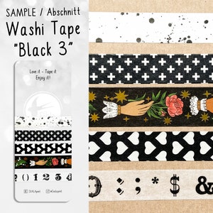 VOORBEELD | Patroon | Washi-tape | 1,5 cm x 50 cm | wit | zwart | goud | Stickers | Bullet Journal | Tijdschriftstickers | Waterverfstickers