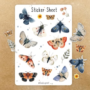 Set van 14 stickers mottenvlinders | in bohostijl | voor dagboek, BuJo, planner, scrapbooking en nog veel meer