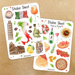 Adesivi Italia • La dolce vita • Adesivi da viaggio per diari di viaggio • Adesivi per ricordi creativi • Decorazione di diari di viaggio