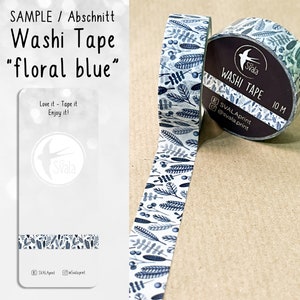 MONSTER | Patroon | Washi-tape | 1,5 cm x 50 cm | bloemenblauw | Sticker | Bullet-dagboek | Tijdschriftstickers | Aquarelstickers