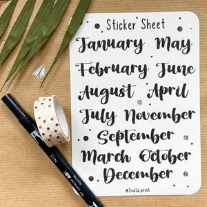 Sticker Name of the Month | Sticker Bullet Journal | Journal Stickers | Monthname