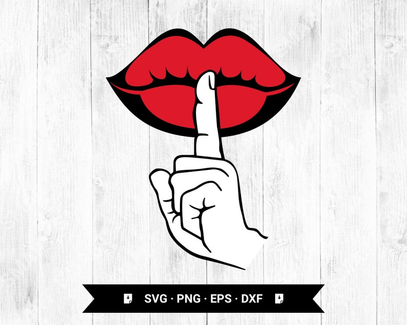 Lips Female Finger Shut the Fck up Gesture Shhh Mouth Etsy Hong Kong
