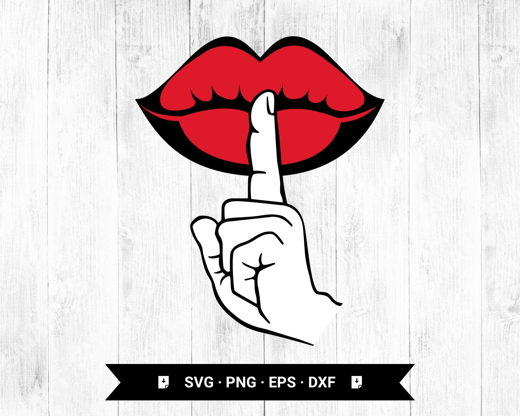 Finger On Lips Shhh Black And White Lips Female Finger Shut the Fck up Gesture Shhh Mouth - Etsy Hong Kong