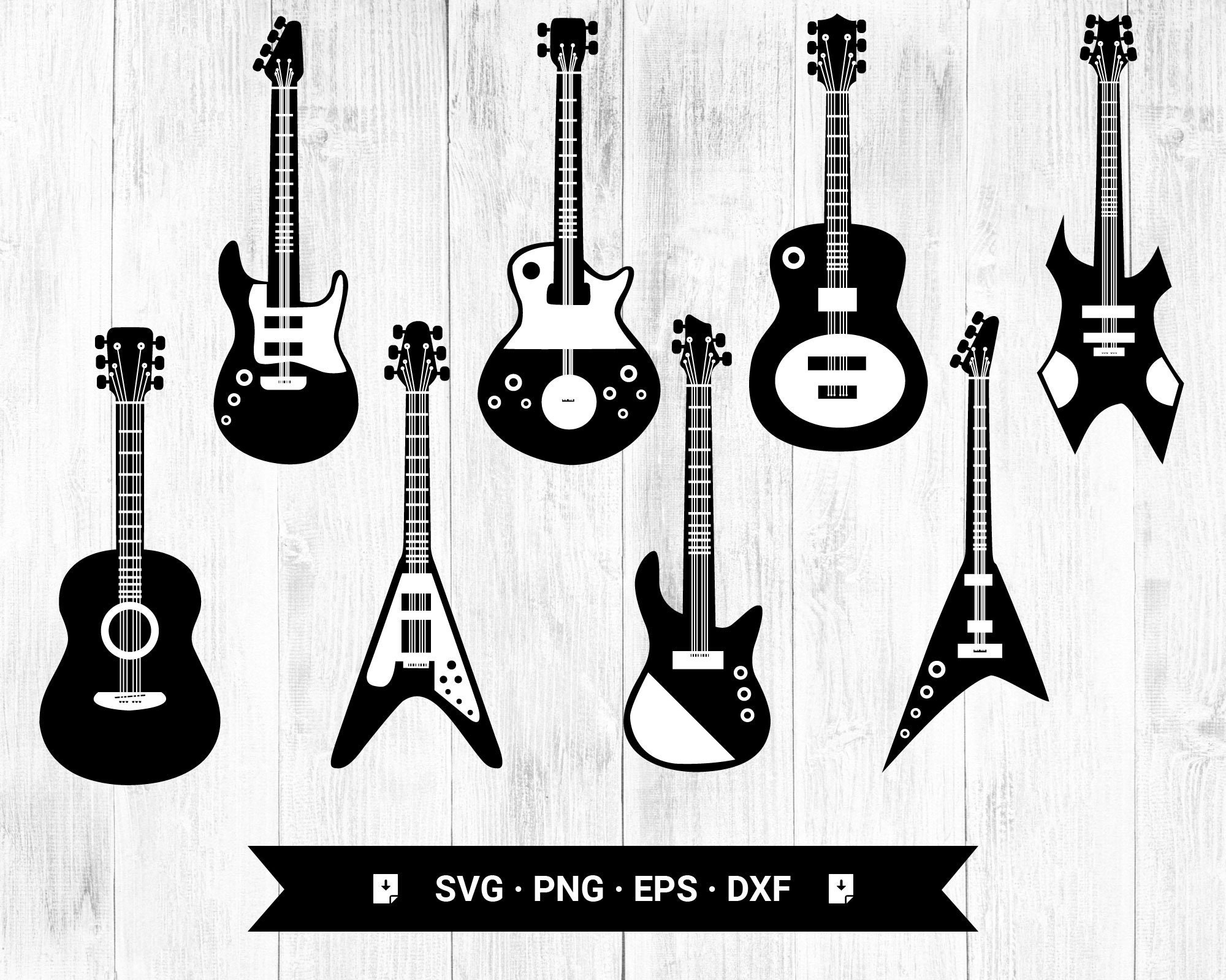 Electric Guitar Svg acoustic guitar Clip Art Vector Cut file Etsy