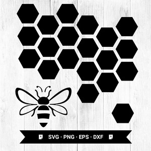 Peine de miel svg, abeja reina png, racimo de miel svg, panal de miel hexágono svg, patrón hexagonal Png, Eps, Dxf Descarga digital Descarga instantánea imagen 3