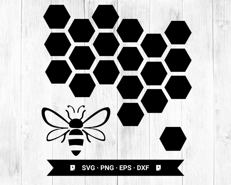 Peine de miel svg, abeja reina png, racimo de miel svg, panal de miel hexágono svg, patrón hexagonal Png, Eps, Dxf Descarga digital Descarga instantánea imagen 3