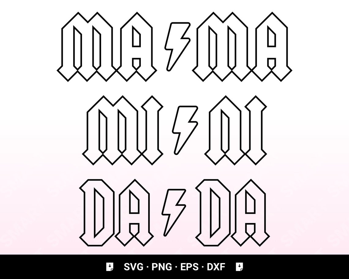 Mama Mini Dada Rock and Roll Svg Mama Acdc Png Mama SVG - Etsy