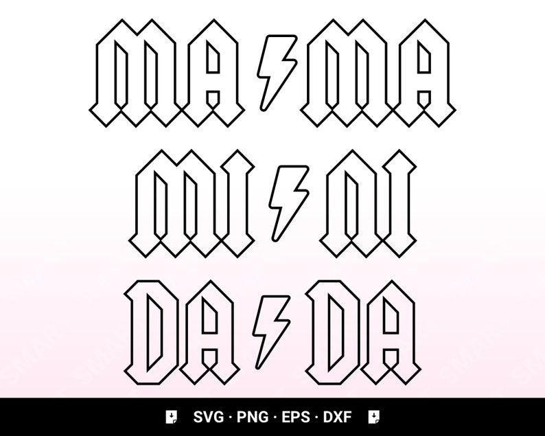 Mama Mini Dada Rock and Roll Svg Mama Acdc Png Mama SVG - Etsy