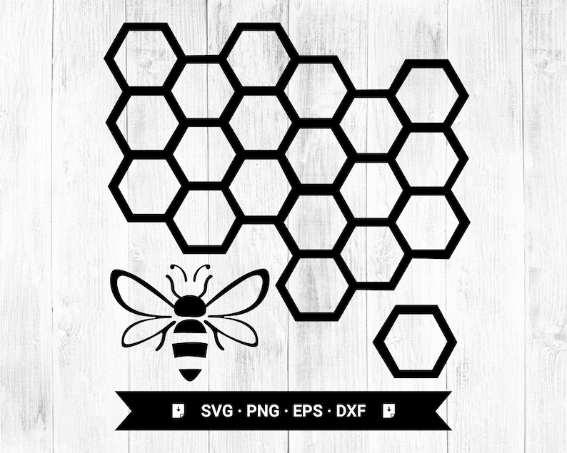 Peine de miel svg, abeja reina png, racimo de miel svg, panal de miel hexágono svg, patrón hexagonal Png, Eps, Dxf Descarga digital Descarga instantánea imagen 2