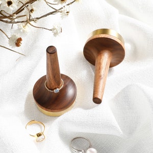 Ring holder with Walnut wood - Buy 2 get 3 - Jewelry organizer - Engagement ring display gift for her - Wooden Bridal shower gift