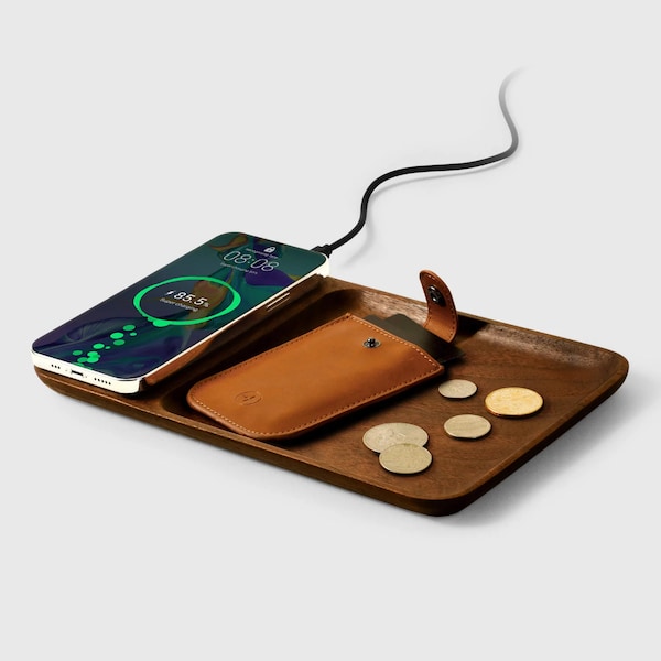 WOODEN Wireless CHARGER, Wood iPhone 12/11/XS/X/8 Plus, Samsung Galaxy S20 S10 S9 S8 Note 9 10, Charging Station, Inductive Phone Charging